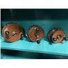 Image 1 : Set of 3 vintage Peetz wood & brass trolling reels - 6in/ 5in/ 4in