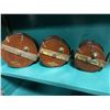 Image 2 : Set of 3 vintage Peetz wood & brass trolling reels - 6in/ 5in/ 4in
