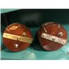 Image 2 : Set of 2 vintage Peetz wood & brass trolling reels - 6in/ 5in