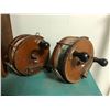 Image 1 : Pair of 6in vintage Peetz wood & brass trolling reels