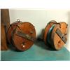 Image 3 : Pair of 6in vintage Peetz wood & brass trolling reels