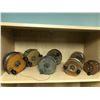 Image 1 : Group of 7 vintage wooden trolling reels (well used, some missing parts)