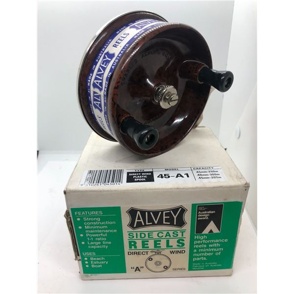 Alvey Side Cast/ Direct Wind model 45-A1 fishing reel Made in Australia (NOS) w/ original box