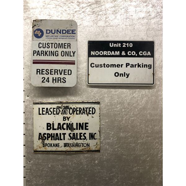 Three metal street signs Dundee Securities Corporation/ Noordam & Co./ Blackline Asphalt Sales Inc.