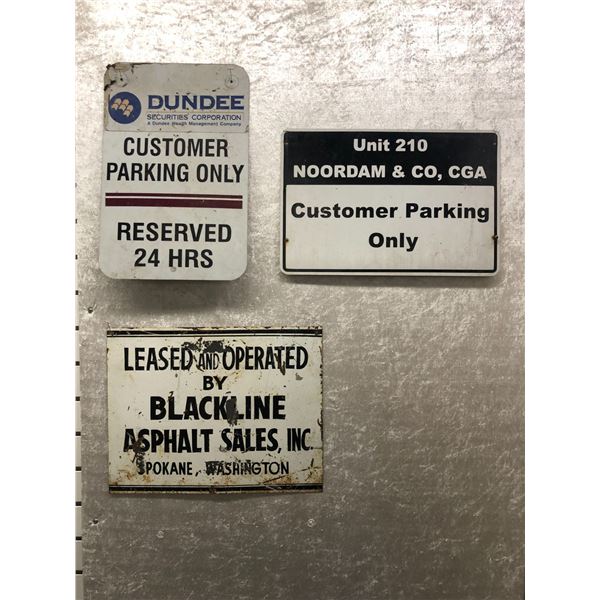 Three metal street signs Dundee Securities Corporation/ Noordam & Co./ Blackline Asphalt Sales Inc.