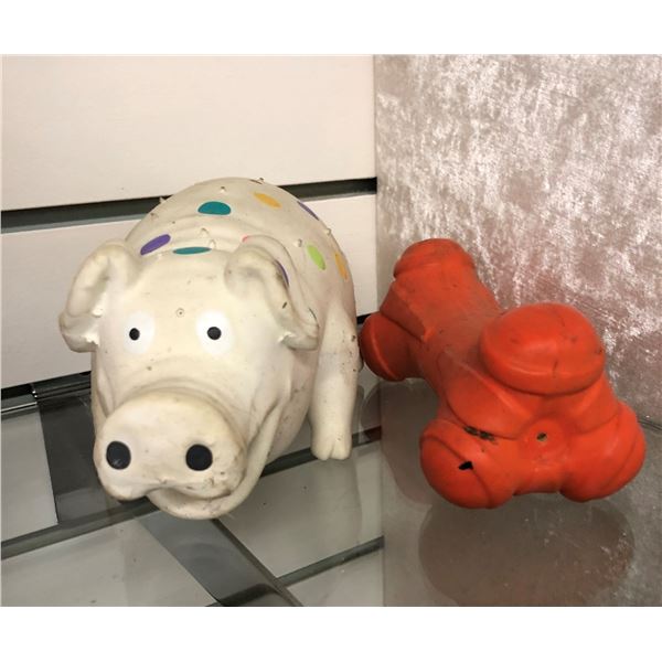 Pig & orange bone toy - pig squeeze toy makes pig noise