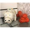 Image 1 : Pig & orange bone toy - pig squeeze toy makes pig noise