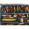 Image 2 : Vintage metal Watertite Union Chests w/ assorted vintage fishing lures