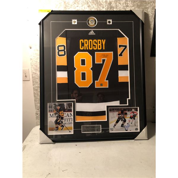 Framed Sidney Crosby #87 Pittsburgh Penguins signed jersey & photo display piece - comes w/ COA 42.5