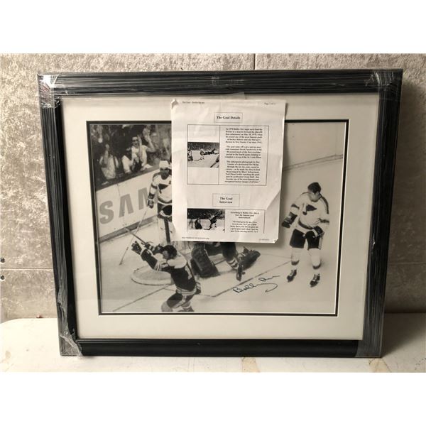 Framed "The Goal" signed Bobby Orr NHL collector's piece 23in x 27in