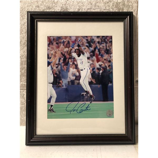 Framed Joe Carter signed collector's piece - certificate on back