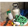 Image 2 : Group of assorted yard & garden items - pump sprayer/ sprinklers/ garden hose & 7 assorted extension