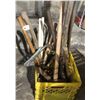 Image 1 : Group of assorted hand tools - sledge hammers/ axes/ saw/ pruners