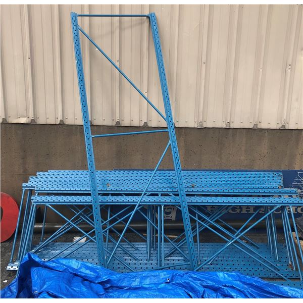 Blue & grey metal pallet racking light gauge industrial shelving - 12 uprights & 35 side rails