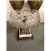 Image 3 : Two brass flower vases & crystal bowl on marble pedestal