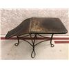Image 1 : Antique shoe store stool features twisted metal base & leather padded seat