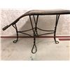 Image 2 : Antique shoe store stool features twisted metal base & leather padded seat
