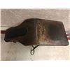 Image 3 : Antique shoe store stool features twisted metal base & leather padded seat