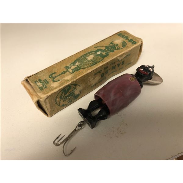 Antique Sam-Bo Black Americana fishing lure w/ original box