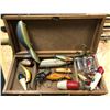 Image 1 : Wooden box of assorted antique wooden fishing lures & other lures approx. 20pcs.