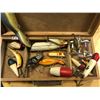 Image 2 : Wooden box of assorted antique wooden fishing lures & other lures approx. 20pcs.
