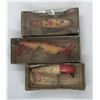 Image 1 : Group of 3 vintage Pflueger Famous Baits wooden fishing lures w/ original boxes