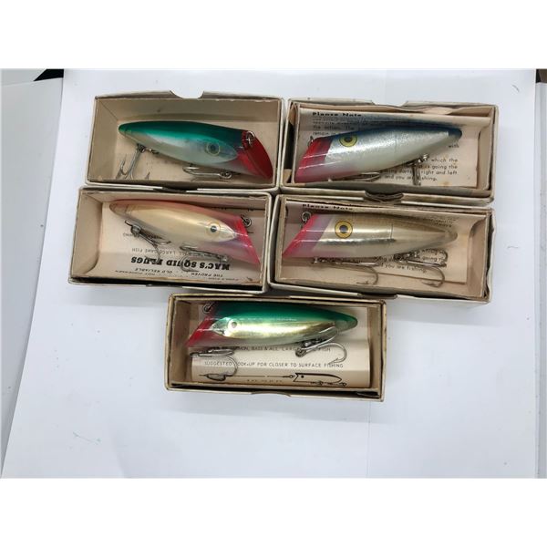 Group of 5 vintage Mac's Squid assorted salmon plugs w/ original boxes