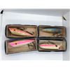 Image 1 : Group of 4 vintage Lucky Louie by Bill Minser assorted salmon plugs w/ original boxes
