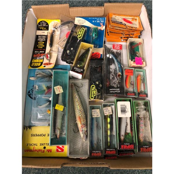 Box of 27 assorted vintage fishing lures (most in original boxes)