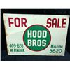 Image 1 : Vintage Hood Bros. For Sale metal advertisement sign approx. 20 1/2in x 14in