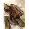 Image 3 : Four vintage leather items - boots/ satchel/ sheath/ reel bag
