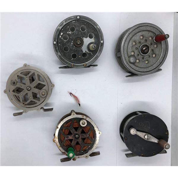 Group of 5 early 1900's small fly reels