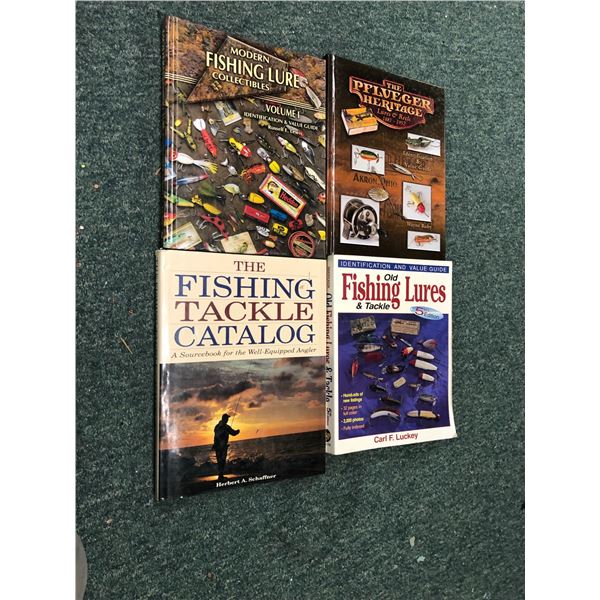 Four collector's books on antique tackles, lures & gear