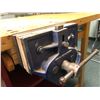 Image 2 : Maple top w/ painted red base work table w/ flip down sides & Woodworkers vice Made in England 58in