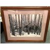 Image 1 : Framed Stephen Lyman Moose in Birch Forest print 44 1/2in x 36 1/2in