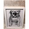 Image 1 : Framed original charcoal etching bulldog portrait 20in x 24 1/2in