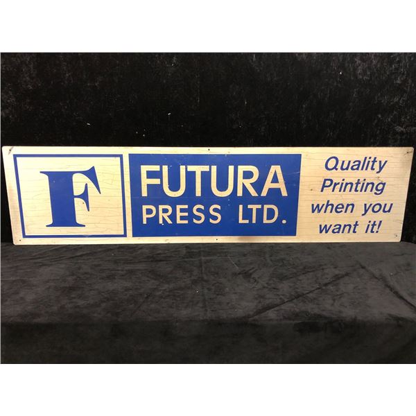 Futura Press Ltd. vintage metal advertisement sign 85in x 21in