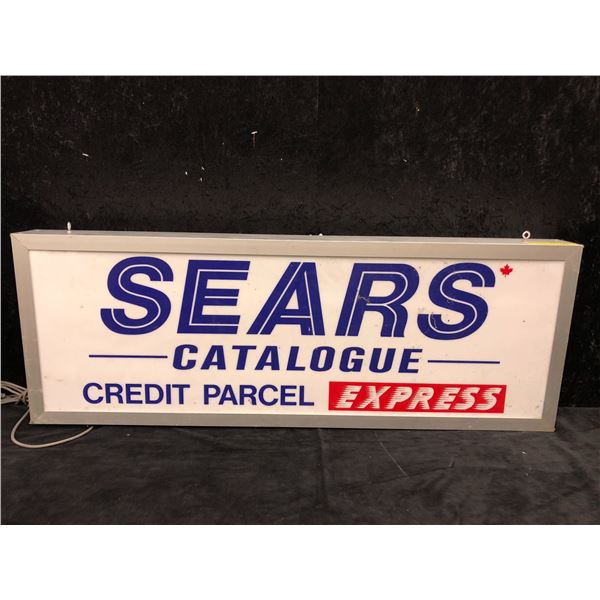 Sears Catalogue Credit Parcel Express lighted advertisement sign 50in x 18in