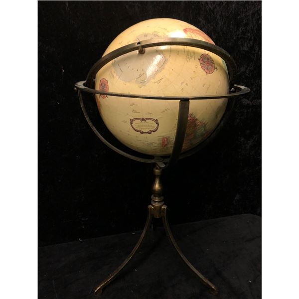 Large World Globe on metal pedestal stand