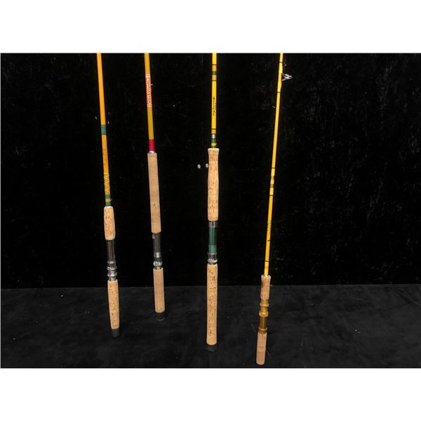 Group of 4 assorted rods - good usable rods (wood stand not included)