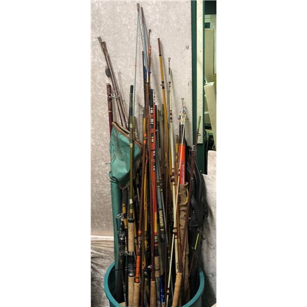 Group of approx. 50 assorted fishing rods - some usable rods, some for parts & repairs only