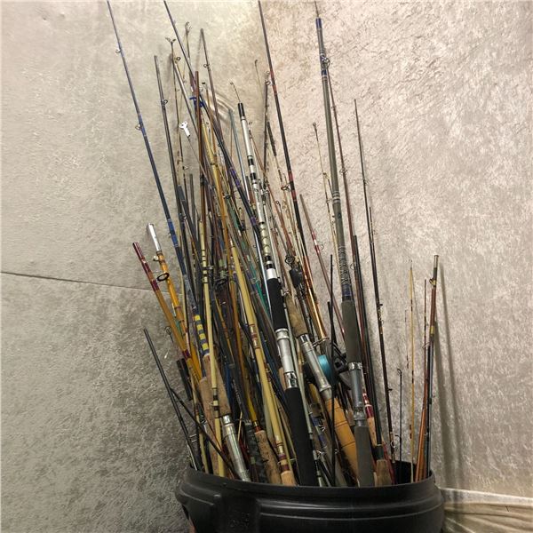 Large group of approx. 100 fishing rods - SOME USABLE, MOST FOR PARTS & REPAIRS ONLY