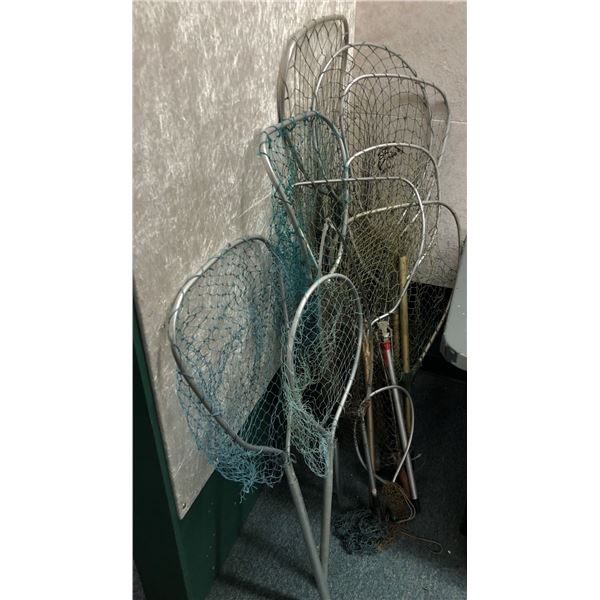 Group of 12 assorted fisherman's nets