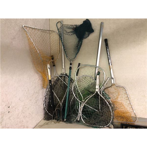 Group of 12 assorted fisherman's nets