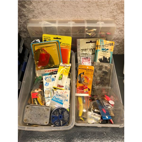 Three boxes of fishing tackle & lures - mostly lake & stream