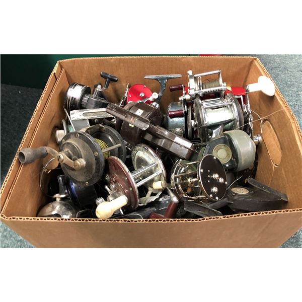 One box full of assorted fishing reels (good usable reels)