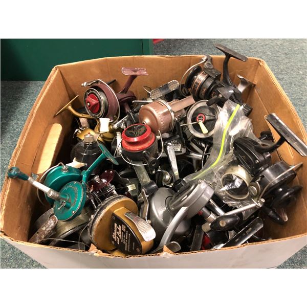 One box full of assorted fishing reels (good usable reels)