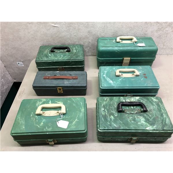 Group of 6 1950's fisherman's tackle boxes