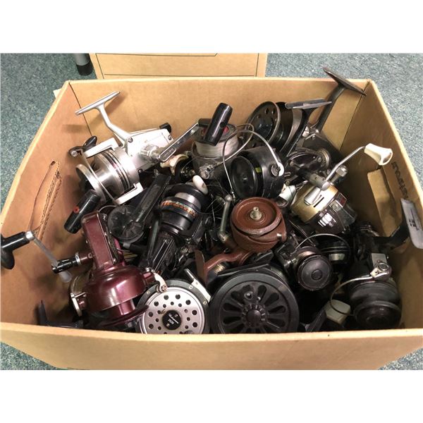 One box full of assorted fishing reels (good usable reels)