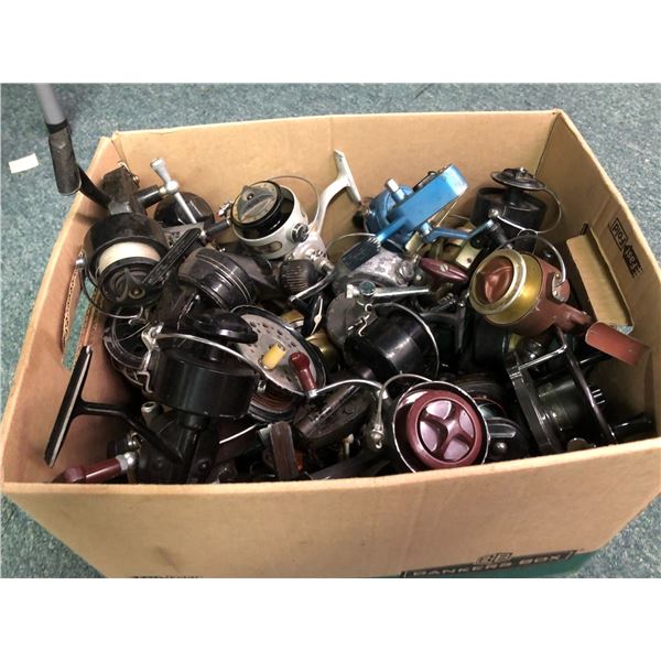 One box full of assorted fishing reels (good usable reels)